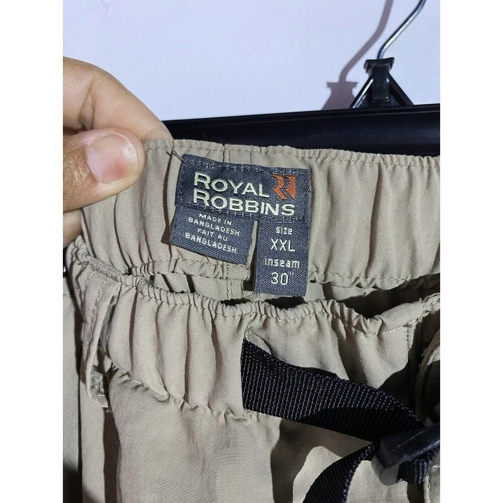 Royal Robbins‎ Pants Mens XXL Tan Outdoor Hiking Convertible Belted Fishing